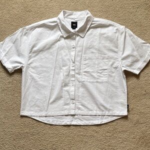 Vans Cropped Oversized Button Up Short Sleeve Shirt